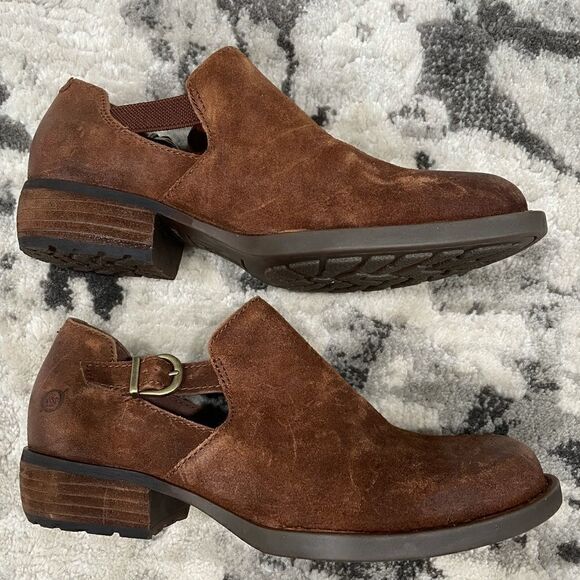 BORN Nolina Rust Leather NWOB Suede Ankle Bootie - Picture 6 of 7